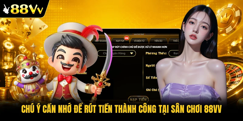 Chú ý cần nhớ để rút tiền thành công tại sân chơi 88VV